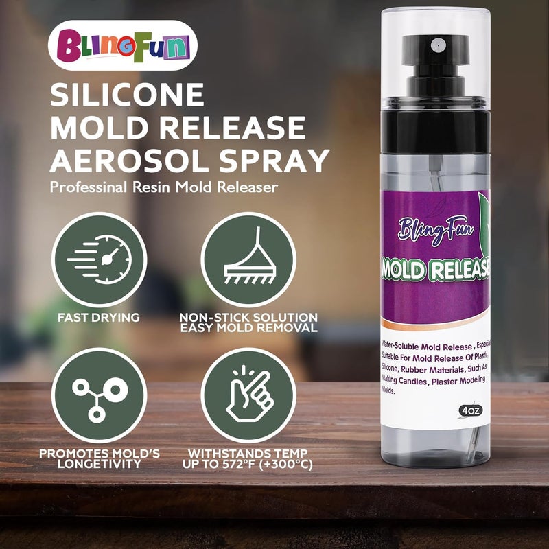 Blingfun Mold Release Spray for Candle Making & Epoxy - Uniform Coverage Fast Drying Non-Stick, Professional Grade Silicone Based Release Agent, Easy to Clean Extends Mold Life - Image 3
